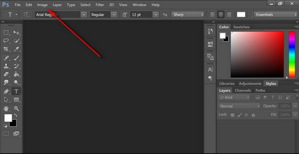 Верхнее меню изображений Photoshop