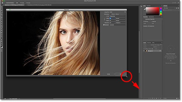 Tilpas billedstørrelse Dialogboks Photoshop