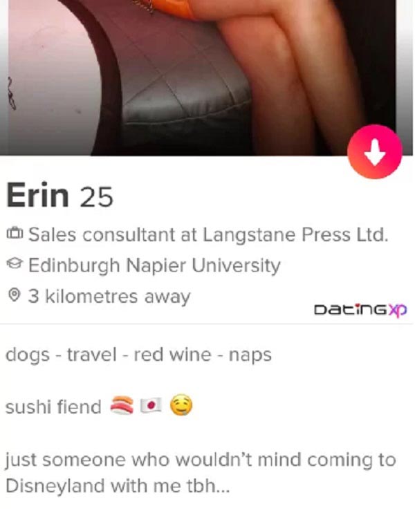 Biografías de Tinder Erin