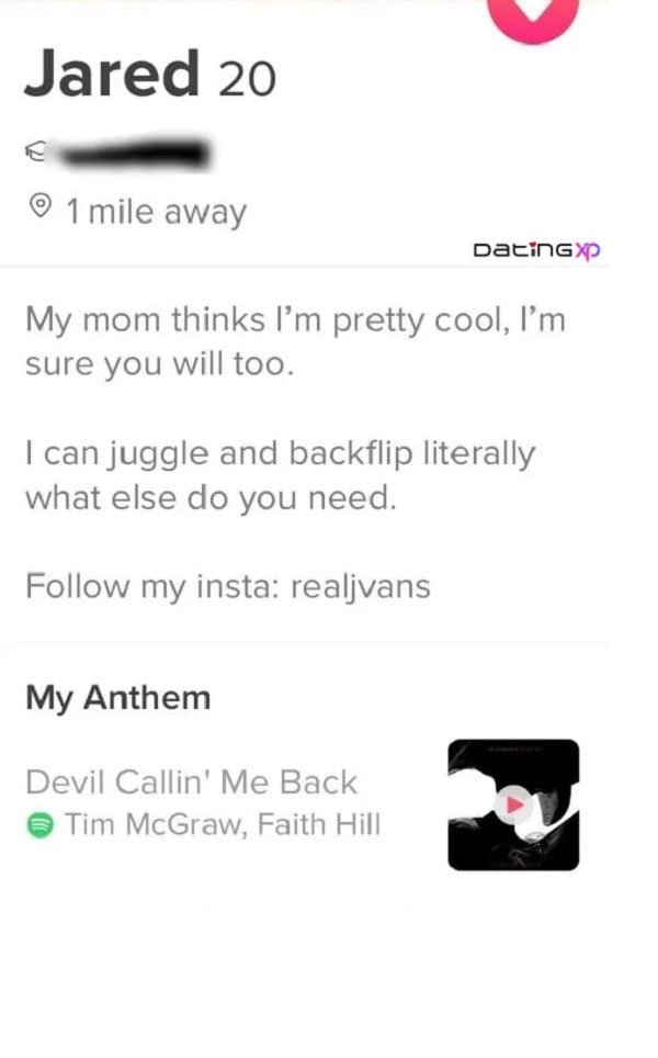 Tinder Bios Jared