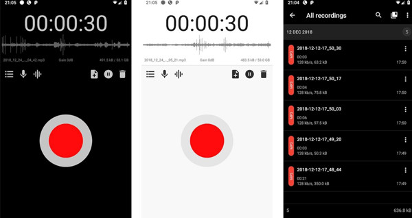 Grabadora de audio predeterminada de Android