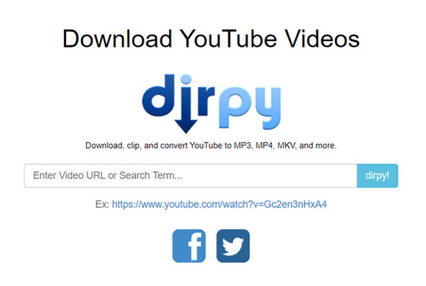 Dirpy webbplats som FLV2MP3