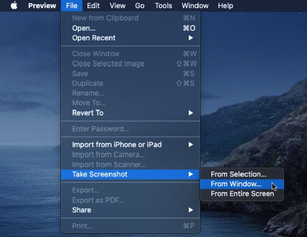 Capturas de tela de visualização do Mac