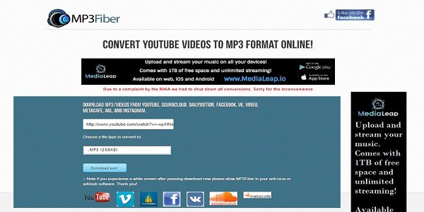 Laman MP3Fiber Seperti Vid ke Mp3