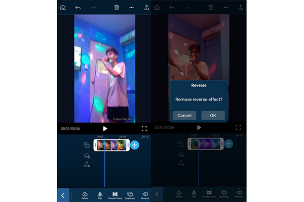 PowerDirector Cách đảo ngược video Android