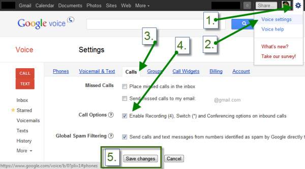 Optag Google Voice Call Computer