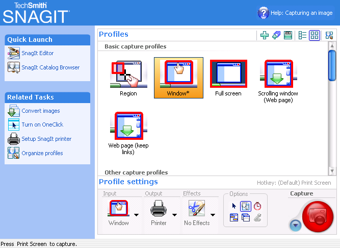 Snagit מקליט מסך של Windows 8