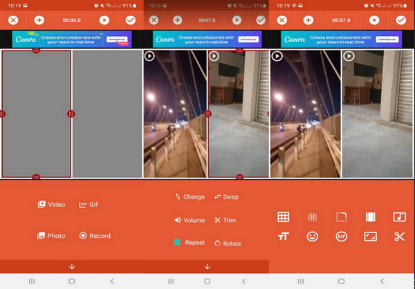Video Collage Maker First Second Slot