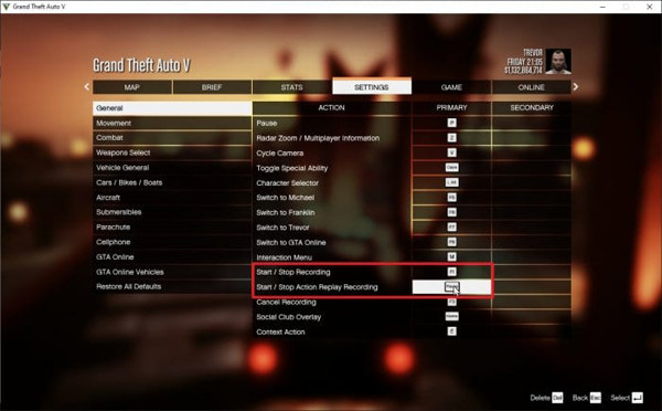 מפתח הקלטה GTA 5 PC