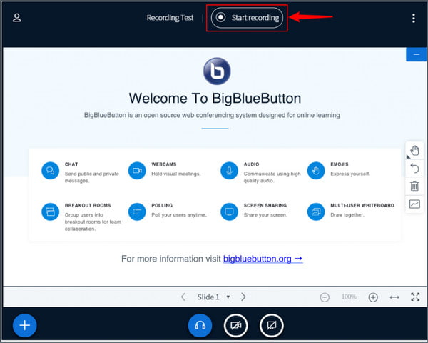 Начать запись встречи BigBlueButton