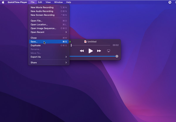 Quicktime Save Audio Record MP3 na Mac