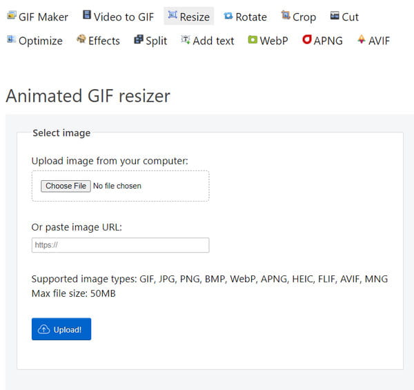 EZGIF beskær GIF online