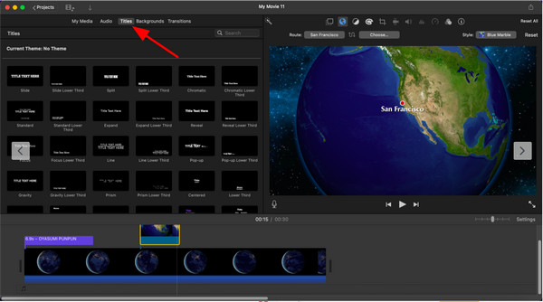 iMovie タイトルを追加