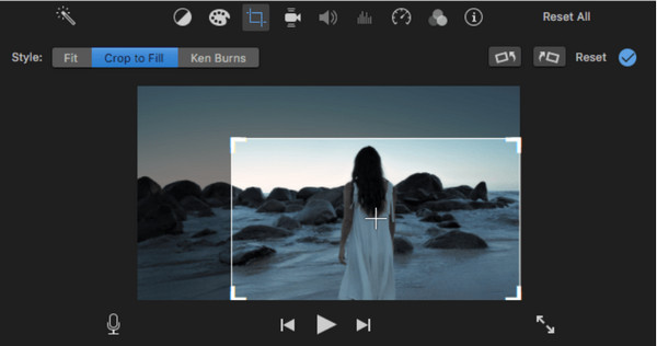 iMovie Cortar Cortar para Preencher Cortar Vídeo Mac