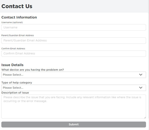 Formularul de asistență Roblox Problemă Detalii Cum să fii anulat de la Roblox