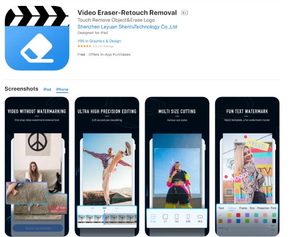 Video Erase iOS App para eliminar la marca de agua TikTok