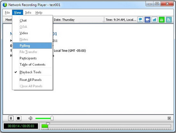 Reprodutor de Gravação de Rede WebEx Reproduz Arquivos ARF