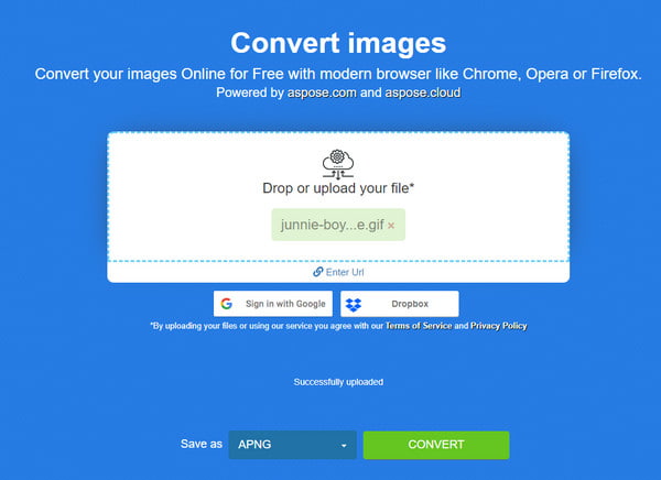 ASpose Drop Files Salvar como Converter GIF para APNG