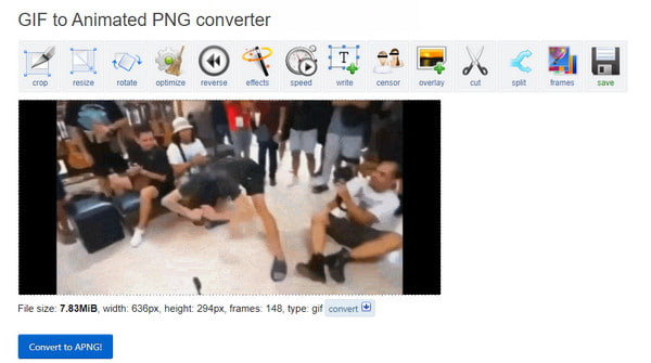 Funzionalità di modifica EZGIF Converti GIF in APNG