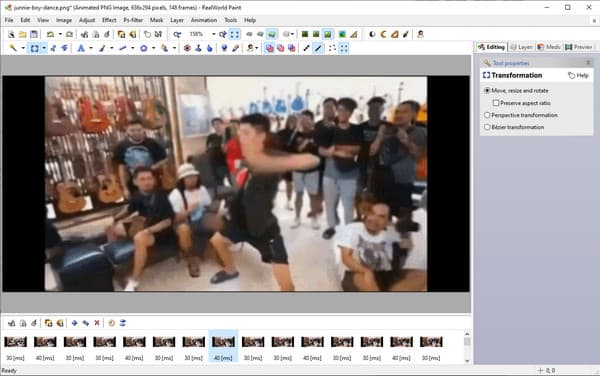 RealWorld Paint Upravit retušovací text GIF na APNG