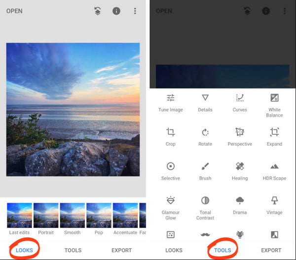 Snapseed Tools Remove Emojis from Photos