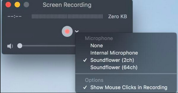 SoundFlower QuickTime Options Record How to Screen Record na Mac se zvukem