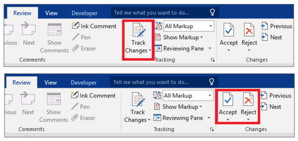 4 Way Arrow Changes Tracking Accept