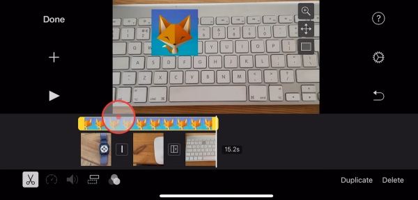 在 iMovie iPhone 中添加透明水印