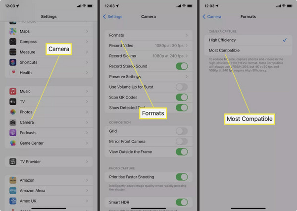 Camera Settings Format most Compatible
