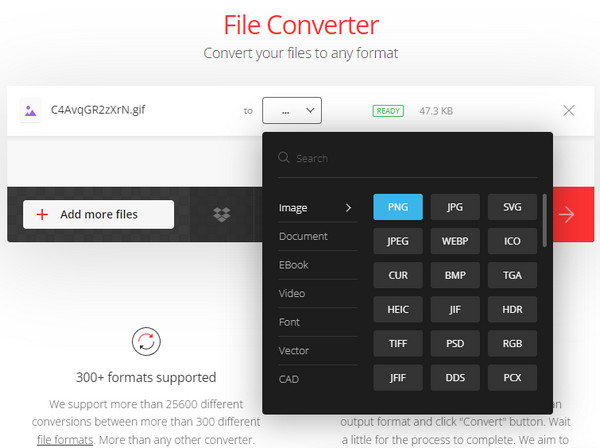 Formato Convertio Aggiungi altri file