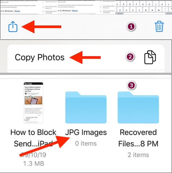 Fichiers App Partager Copier des photos