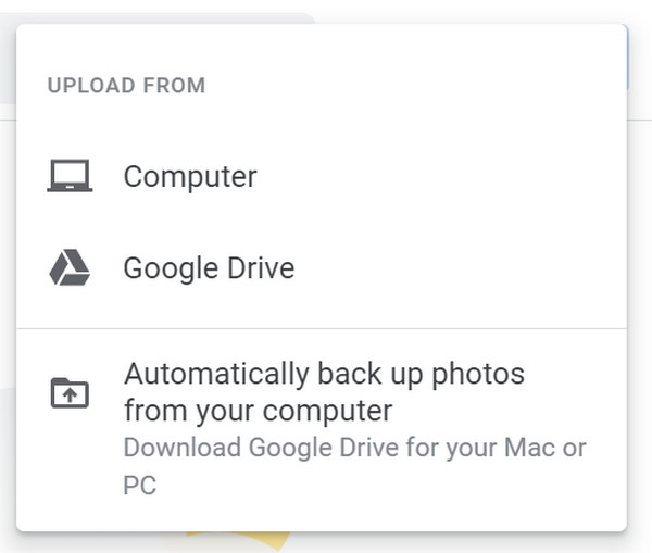 Google Drive-fotók feltöltése