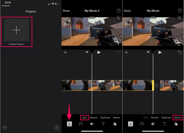 iMovie för att trimma en video på iPhone