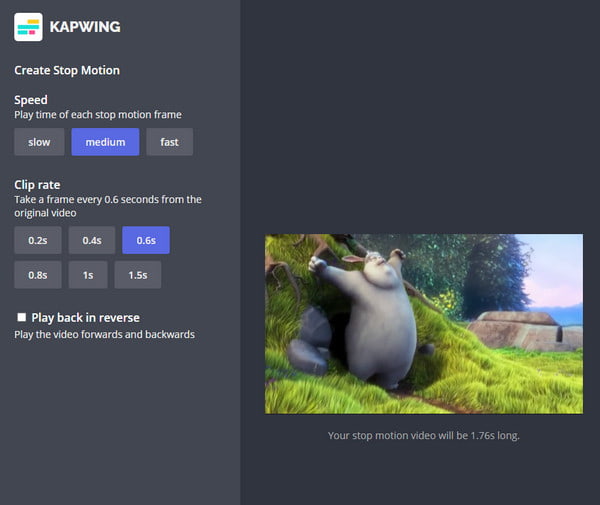 Kapwing עריכת קצב קליפ מהירות