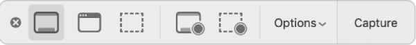 סרגל הכלים של צילום מסך של MAC