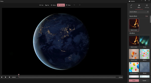 Photos App Text Motion 3D Effects Φιλτράρετε το βίντεο περικοπής στα Windows 11