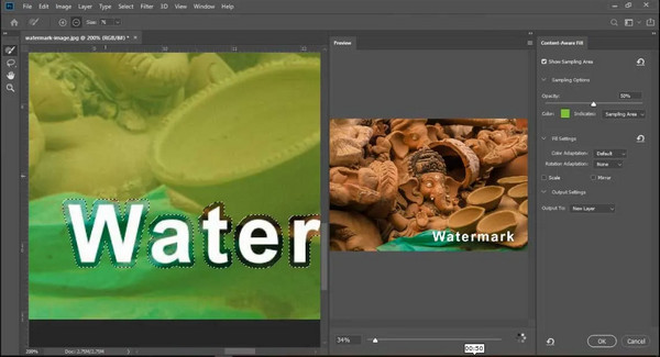 Photoshop Preview Content Aware Fill Fjern Getty Image Watermark