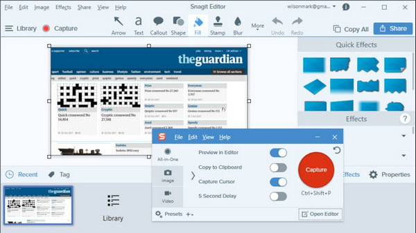 מקליט מסך SNAGIT באיכות גבוהה