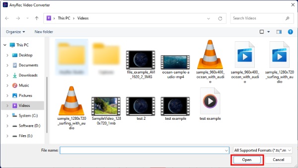 速度変更用の動画ファイルをアップロード