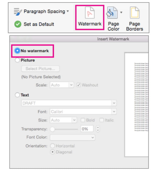 Word の既定の Mac 透かしを削除