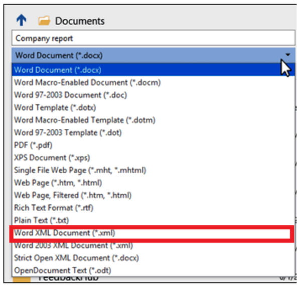 XML حفظ باسم