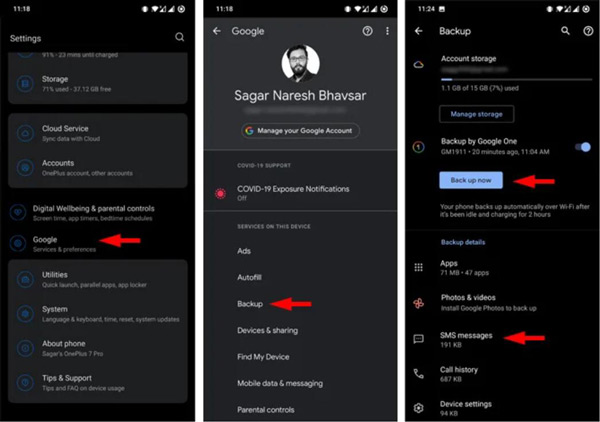 Sao lưu trên Google