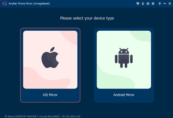 Choose iOS Mirror to Connect