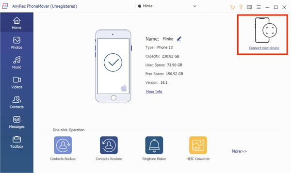 Connecter un nouvel appareil avec AnyRec