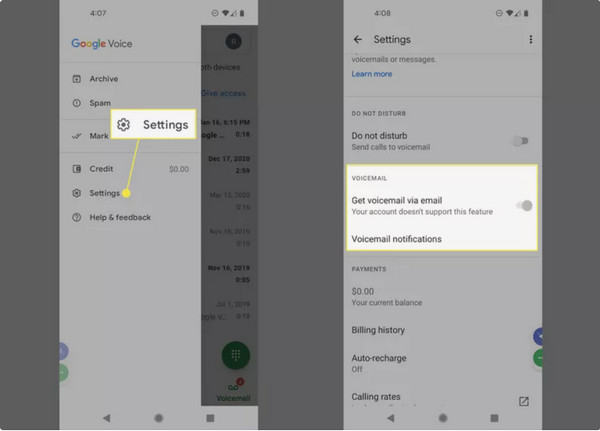 Google Voicemail-Benachrichtigungen