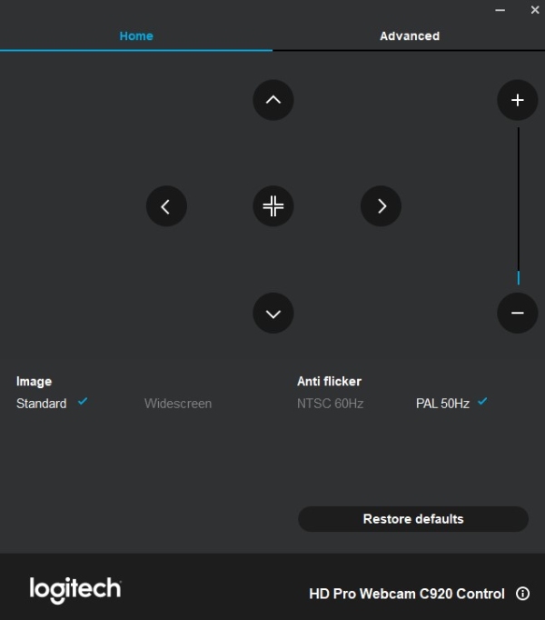 Главная страница приложений Logitech Camera Settings