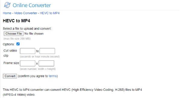 Online Converter HEVC to MP4 