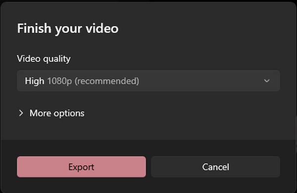 Qualité vidéo d'exportation de photos