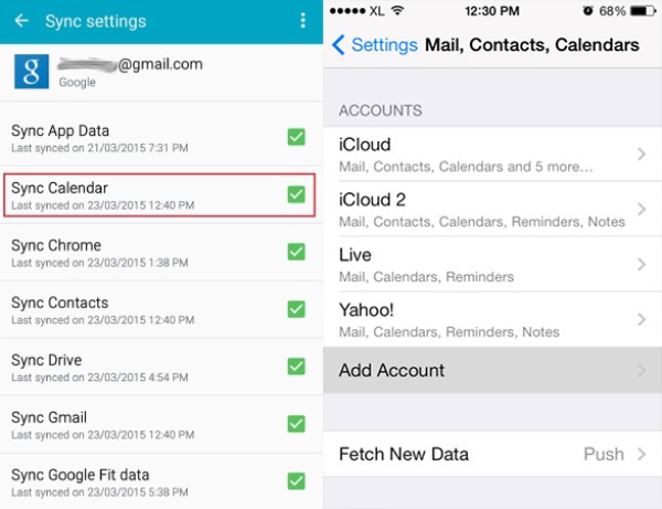 Sincronizar correo de Android a Iphone