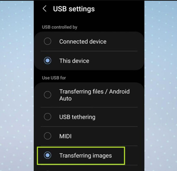 Transferring Images with USB